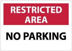 NMC - "Restricted Area - No Parking", 10" Long x 14" Wide, Aluminum Safety Sign - Rectangle, 0.04" Thick, Use for Security & Admittance - USA Tool & Supply