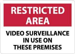 NMC - "Restricted Area - Video Surveillance in Use on These Premises", 10" Long x 14" Wide, Rigid Plastic Safety Sign - Rectangle, 0.05" Thick, Use for Security & Admittance - USA Tool & Supply
