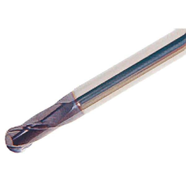 Iscar - 16mm Diam, 30mm LOC, 2 Flute Solid Carbide Ball End Mill - TiAlN Finish, Single End, 140mm OAL, 16mm Shank Diam, Spiral Flute - USA Tool & Supply