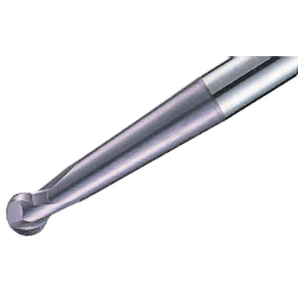 Iscar - 8mm Diam, 6.3mm LOC, 2 Flute Solid Carbide Ball End Mill - TiAlN Finish, Single End, 100mm OAL, 8mm Shank Diam, Spiral Flute - USA Tool & Supply