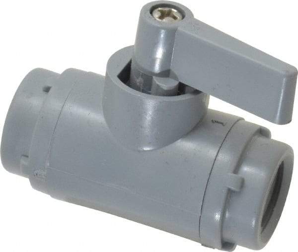 Specialty Mfr - 1/4" Pipe, PVC Standard Ball Valve - Inline - Two Way Flow, FNPT x FNPT Ends, Wedge Handle, 125 WOG - USA Tool & Supply