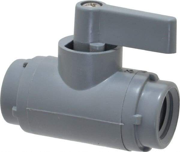 Specialty Mfr - 1/4" Pipe, PVC Standard Ball Valve - Inline - Two Way Flow, FNPT x FNPT Ends, Wedge Handle, 125 WOG - USA Tool & Supply