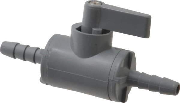 Specialty Mfr - 1/4" Pipe, PVC Standard Ball Valve - Inline - Two Way Flow, Barbed x Barbed Ends, Wedge Handle, 125 WOG - USA Tool & Supply