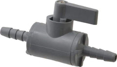 Specialty Mfr - 1/4" Pipe, PVC Standard Ball Valve - Inline - Two Way Flow, Barbed x Barbed Ends, Wedge Handle, 125 WOG - USA Tool & Supply
