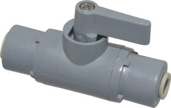 Specialty Mfr - 1/4" Pipe, PVC Standard Ball Valve - Inline - Two Way Flow, Push-to-Connect x Push-to-Connect Ends, Wedge Handle, 125 WOG - USA Tool & Supply