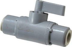 Specialty Mfr - 3/8" Pipe, PVC Standard Ball Valve - Inline - Two Way Flow, Push-to-Connect x Push-to-Connect Ends, Wedge Handle, 125 WOG - USA Tool & Supply