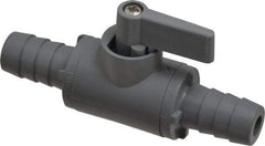 Specialty Mfr - 1/2" Pipe, PVC Standard Ball Valve - Inline - Two Way Flow, Barbed x Barbed Ends, Wedge Handle, 125 WOG - USA Tool & Supply