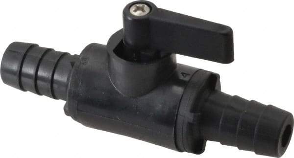 Specialty Mfr - 1/2" Pipe, Nylon Standard Ball Valve - Inline - Two Way Flow, Barbed x Barbed Ends, Wedge Handle, 125 WOG - USA Tool & Supply