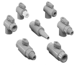 Specialty Mfr - 1/4 x 3/8" Pipe, PVC Standard Ball Valve - Right Angle, MNPT x Push-to-Connect Ends, Wedge Handle, 125 WOG - USA Tool & Supply