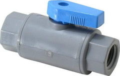 Specialty Mfr - 1/4" Pipe, PVC Standard Ball Valve - Inline - One Way Flow, FNPT x FNPT Ends, Wedge Handle, 125 WOG - USA Tool & Supply