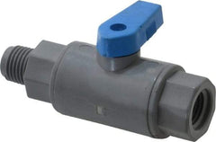 Specialty Mfr - 1/4" Pipe, PVC Standard Ball Valve - Inline - One Way Flow, MNPT x FNPT Ends, Wedge Handle, 125 WOG - USA Tool & Supply
