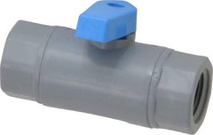 Specialty Mfr - 3/8" Pipe, PVC Standard Ball Valve - Inline - One Way Flow, FNPT x FNPT Ends, Wedge Handle, 125 WOG - USA Tool & Supply