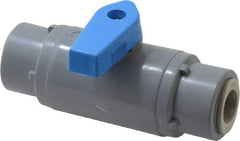 Specialty Mfr - 3/8" Pipe, PVC Standard Ball Valve - Inline - One Way Flow, Push-to-Connect x Push-to-Connect Ends, Wedge Handle, 125 WOG - USA Tool & Supply
