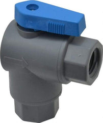 Specialty Mfr - 1/4" Pipe, PVC Standard Ball Valve - Right Angle, FNPT x FNPT Ends, Wedge Handle, 125 WOG - USA Tool & Supply