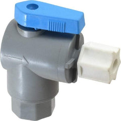 Specialty Mfr - 1/4" Pipe, PVC Standard Ball Valve - Right Angle, FNPT x Compression Ends, Wedge Handle, 125 WOG - USA Tool & Supply