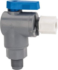Specialty Mfr - 1/4" Pipe, PVC Standard Ball Valve - Right Angle, MNPT x Compression Ends, Wedge Handle, 125 WOG - USA Tool & Supply
