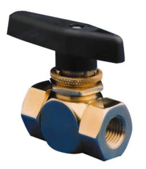 Specialty Mfr - 3/8" Pipe, Brass Standard Ball Valve - Three Way, FNPT x FNPT x FNPT Ends, Wedge Handle, 400 WOG - USA Tool & Supply