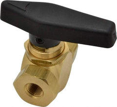 Specialty Mfr - 1/8" Pipe, Brass Standard Ball Valve - Inline - Two Way Flow, FNPT x FNPT Ends, Wedge Handle, 500 WOG - USA Tool & Supply