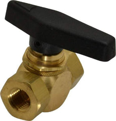 Specialty Mfr - 1/4" Pipe, Brass Standard Ball Valve - Inline - Two Way Flow, FNPT x FNPT Ends, Wedge Handle, 500 WOG - USA Tool & Supply