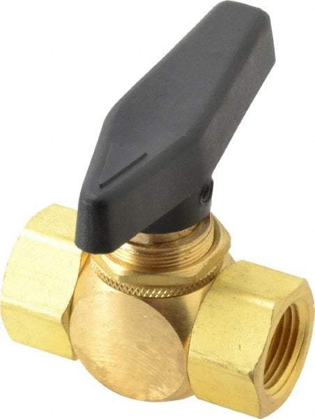 Specialty Mfr - 3/8" Pipe, Brass Standard Ball Valve - Inline - Two Way Flow, FNPT x FNPT Ends, Wedge Handle, 500 WOG - USA Tool & Supply