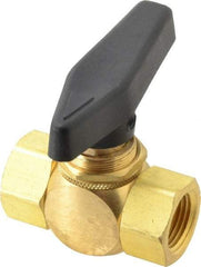 Specialty Mfr - 3/8" Pipe, Brass Standard Ball Valve - Inline - Two Way Flow, FNPT x FNPT Ends, Wedge Handle, 500 WOG - USA Tool & Supply