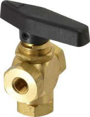 Specialty Mfr - 1/8" Pipe, Brass Standard Ball Valve - Three Way, FNPT x FNPT x FNPT Ends, Wedge Handle, 400 WOG - USA Tool & Supply