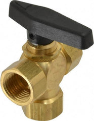 Specialty Mfr - 1/2" Pipe, Brass Standard Ball Valve - Three Way, FNPT x FNPT x FNPT Ends, Wedge Handle, 400 WOG - USA Tool & Supply