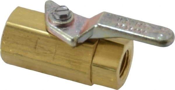 Specialty Mfr - 1/8" Pipe, Brass Standard Ball Valve - Inline - Two Way Flow, FNPT x FNPT Ends, Lever Handle, 500 WOG - USA Tool & Supply