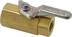 Specialty Mfr - 1/8" Pipe, Brass Standard Ball Valve - Inline - Two Way Flow, FNPT x FNPT Ends, Lever Handle, 500 WOG - USA Tool & Supply