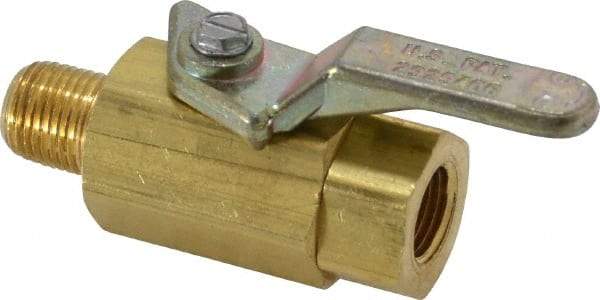 Specialty Mfr - 1/8" Pipe, Brass Standard Ball Valve - Inline - Two Way Flow, MNPT x FNPT Ends, Lever Handle, 500 WOG - USA Tool & Supply