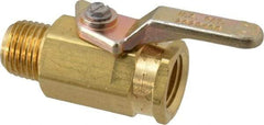 Specialty Mfr - 1/4" Pipe, Brass Standard Ball Valve - Inline - One Way Flow, MNPT x FNPT Ends, Lever Handle, 500 WOG - USA Tool & Supply