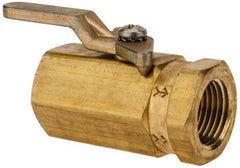 Specialty Mfr - 3/8" Pipe, Brass Standard Ball Valve - Inline - One Way Flow, FNPT x FNPT Ends, Lever Handle, 500 WOG - USA Tool & Supply