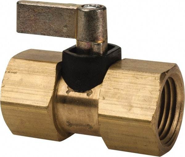 Specialty Mfr - 1/2" Pipe, Brass Standard Ball Valve - Inline - One Way Flow, FNPT x FNPT Ends, Lever Handle, 500 WOG - USA Tool & Supply