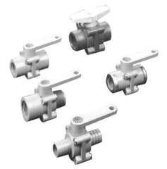 Specialty Mfr - 1" Pipe, PVC Standard Ball Valve - Inline - Two Way Flow, FNPT x FNPT Ends, Lever Handle, 125 WOG - USA Tool & Supply