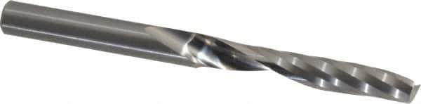 Onsrud - 1/4" Cutting Diam x 1-1/2" Length of Cut, 1 Flute, Upcut Spiral Router Bit - Uncoated, Right Hand Cut, Solid Carbide, 3" OAL x 1/4" Shank Diam, Single Edge, 21° Helix Angle - USA Tool & Supply