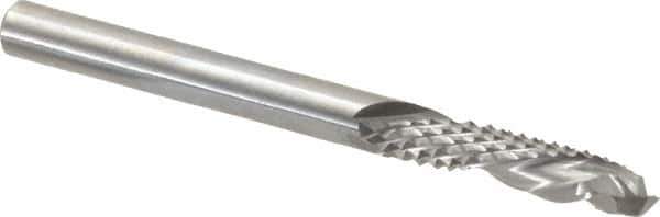 Onsrud - 1/4" Cut Diam, 1/4" Shank Diam, Cylinder Head Double Cut Burr - Carbide, Flat End, 1" LOC, 3" OAL - USA Tool & Supply