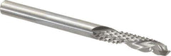 Onsrud - 1/4" Cut Diam, 1/4" Shank Diam, Cylinder Head Double Cut Burr - Carbide, Flat End, 1" LOC, 3" OAL - USA Tool & Supply