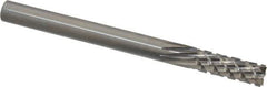 Onsrud - 1/4" Cut Diam, 1/4" Shank Diam, Cylinder Head Fluted Cut Burr - Carbide, Flat End, 3/4" LOC, 3" OAL - USA Tool & Supply