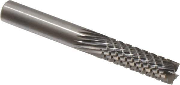 Onsrud - 3/8" Cut Diam, 3/8" Shank Diam, Cylinder Head Fluted Cut Burr - Carbide, Flat End, 1-1/8" LOC, 3-1/2" OAL - USA Tool & Supply