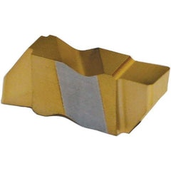 Tool-Flo - 3088FLGP Grade GP50, 2.24mm Cutting Width Carbide Grooving Insert - 4.57mm Max Depth of Cut, Right Hand, 0.005 to 0.01" Corner Radius, TiN Finish - USA Tool & Supply
