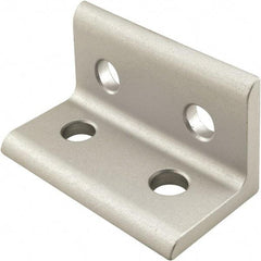 80/20 Inc. - 25mm Wide, Open Shelving 4 Hole Inside Corner Bracket - Aluminum, Clear Anodized Finish, 47mm Long, Use with 25 Series & Bolt Kit 75-3404 - USA Tool & Supply