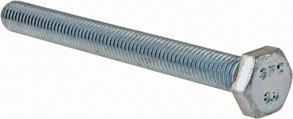 Value Collection - M10x1.50mm Metric Coarse, 100mm Length Under Head Hex Head Cap Screw - Fully Threaded, Grade 8.8 Steel, Zinc-Plated Finish, 17mm Hex - USA Tool & Supply