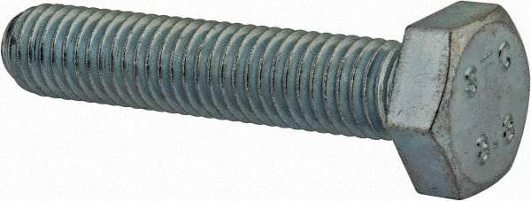Value Collection - M10x1.50mm Metric Coarse, 50mm Length Under Head Hex Head Cap Screw - Fully Threaded, Grade 8.8 Steel, Zinc-Plated Finish, 17mm Hex - USA Tool & Supply
