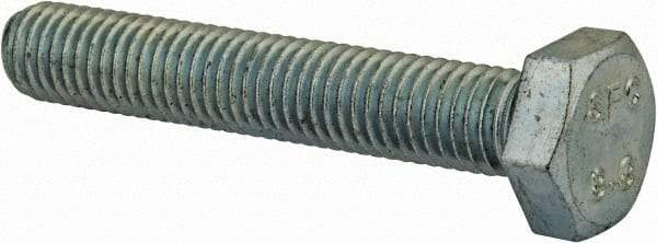 Value Collection - M10x1.50mm Metric Coarse, 60mm Length Under Head Hex Head Cap Screw - Fully Threaded, Grade 8.8 Steel, Zinc-Plated Finish, 17mm Hex - USA Tool & Supply
