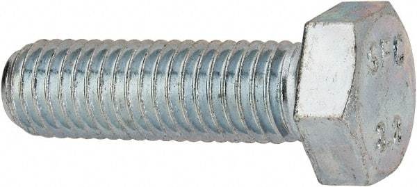 Value Collection - M12x1.75mm Metric Coarse, 40mm Length Under Head Hex Head Cap Screw - Fully Threaded, Grade 8.8 Steel, Zinc-Plated Finish, 19mm Hex - USA Tool & Supply