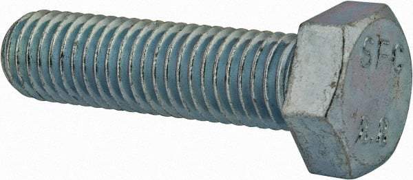Value Collection - M12x1.75mm Metric Coarse, 45mm Length Under Head Hex Head Cap Screw - Fully Threaded, Grade 8.8 Steel, Zinc-Plated Finish, 19mm Hex - USA Tool & Supply