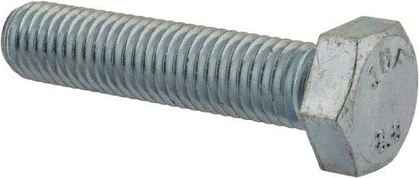 Value Collection - M12x1.75mm Metric Coarse, 55mm Length Under Head Hex Head Cap Screw - Fully Threaded, Grade 8.8 Steel, Zinc-Plated Finish, 19mm Hex - USA Tool & Supply