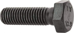 Value Collection - M12x1.75mm Metric Coarse, 40mm Length Under Head Hex Head Cap Screw - Partially Threaded, Grade 10.9 Steel, Uncoated, 19mm Hex - USA Tool & Supply