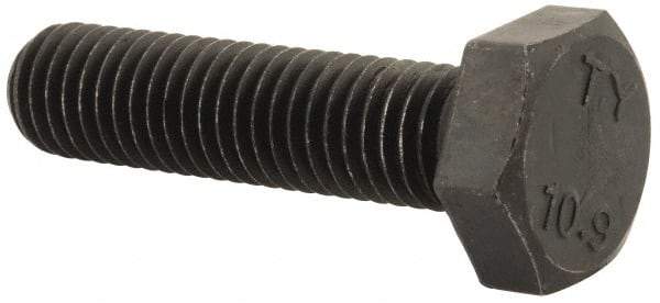 Value Collection - M10x1.50mm Metric Coarse, 40mm Length Under Head Hex Head Cap Screw - Fully Threaded, Grade 10.9 Steel, Uncoated, 17mm Hex - USA Tool & Supply