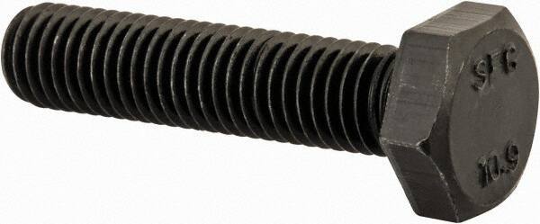 Value Collection - M10x1.50mm Metric Coarse, 45mm Length Under Head Hex Head Cap Screw - Fully Threaded, Grade 10.9 Steel, Uncoated, 17mm Hex - USA Tool & Supply